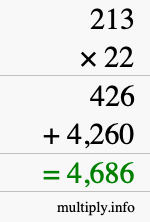 How to calculate 213 times 22 using long multiplication How to calculate 213 times 22 using long multiplication