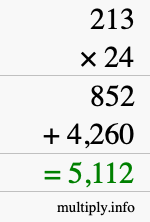 How to calculate 213 times 24 using long multiplication How to calculate 213 times 24 using long multiplication