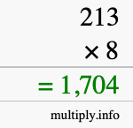 How to calculate 213 times 8 using long multiplication How to calculate 213 times 8 using long multiplication