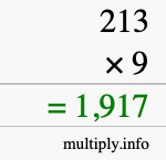 How to calculate 213 times 9 using long multiplication How to calculate 213 times 9 using long multiplication