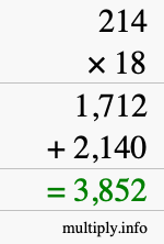 How to calculate 214 times 18 using long multiplication How to calculate 214 times 18 using long multiplication