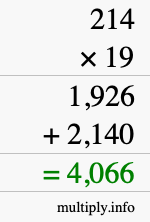 How to calculate 214 times 19 using long multiplication How to calculate 214 times 19 using long multiplication