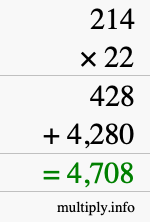 How to calculate 214 times 22 using long multiplication How to calculate 214 times 22 using long multiplication
