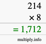 How to calculate 214 times 8 using long multiplication How to calculate 214 times 8 using long multiplication