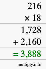 How to calculate 216 times 18 using long multiplication How to calculate 216 times 18 using long multiplication
