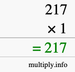 How to calculate 217 times 1 using long multiplication