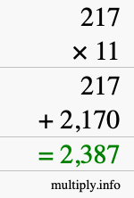 How to calculate 217 times 11 using long multiplication How to calculate 217 times 11 using long multiplication