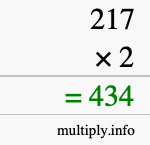 How to calculate 217 times 2 using long multiplication