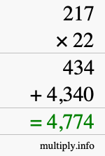 How to calculate 217 times 22 using long multiplication How to calculate 217 times 22 using long multiplication