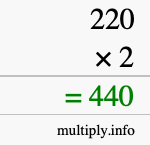 How to calculate 220 times 2 using long multiplication How to calculate 220 times 2 using long multiplication