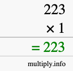 How to calculate 223 times 1 using long multiplication
