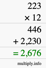 How to calculate 223 times 12 using long multiplication How to calculate 223 times 12 using long multiplication