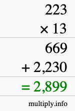 How to calculate 223 times 13 using long multiplication How to calculate 223 times 13 using long multiplication
