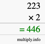 How to calculate 223 times 2 using long multiplication