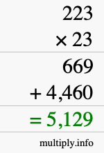 How to calculate 223 times 23 using long multiplication