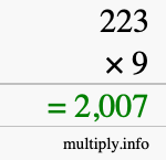 How to calculate 223 times 9 using long multiplication How to calculate 223 times 9 using long multiplication