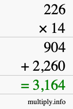 How to calculate 226 times 14 using long multiplication How to calculate 226 times 14 using long multiplication