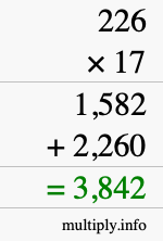 How to calculate 226 times 17 using long multiplication How to calculate 226 times 17 using long multiplication