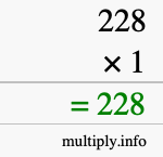 How to calculate 228 times 1 using long multiplication