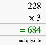 How to calculate 228 times 3 using long multiplication How to calculate 228 times 3 using long multiplication