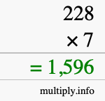 How to calculate 228 times 7 using long multiplication How to calculate 228 times 7 using long multiplication