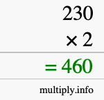 How to calculate 230 times 2 using long multiplication How to calculate 230 times 2 using long multiplication