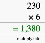 How to calculate 230 times 6 using long multiplication