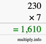 How to calculate 230 times 7 using long multiplication
