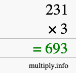 How to calculate 231 times 3 using long multiplication How to calculate 231 times 3 using long multiplication