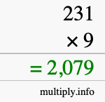How to calculate 231 times 9 using long multiplication How to calculate 231 times 9 using long multiplication
