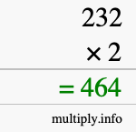 How to calculate 232 times 2 using long multiplication How to calculate 232 times 2 using long multiplication