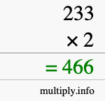 How to calculate 233 times 2 using long multiplication How to calculate 233 times 2 using long multiplication