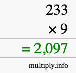 How to calculate 233 times 9 using long multiplication How to calculate 233 times 9 using long multiplication