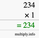 How to calculate 234 times 1 using long multiplication