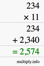 How to calculate 234 times 11 using long multiplication How to calculate 234 times 11 using long multiplication