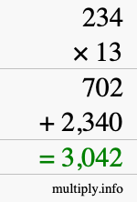 How to calculate 234 times 13 using long multiplication How to calculate 234 times 13 using long multiplication
