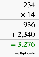 How to calculate 234 times 14 using long multiplication How to calculate 234 times 14 using long multiplication