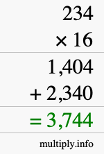 How to calculate 234 times 16 using long multiplication How to calculate 234 times 16 using long multiplication