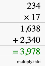 How to calculate 234 times 17 using long multiplication How to calculate 234 times 17 using long multiplication
