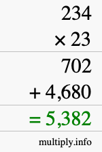 How to calculate 234 times 23 using long multiplication How to calculate 234 times 23 using long multiplication