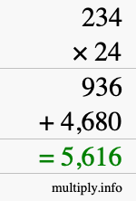 How to calculate 234 times 24 using long multiplication How to calculate 234 times 24 using long multiplication