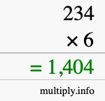 How to calculate 234 times 6 using long multiplication How to calculate 234 times 6 using long multiplication