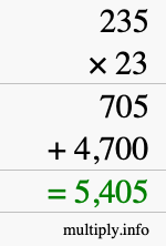 How to calculate 235 times 23 using long multiplication How to calculate 235 times 23 using long multiplication