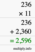 How to calculate 236 times 11 using long multiplication How to calculate 236 times 11 using long multiplication