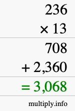 How to calculate 236 times 13 using long multiplication How to calculate 236 times 13 using long multiplication