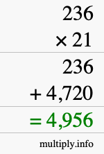 How to calculate 236 times 21 using long multiplication