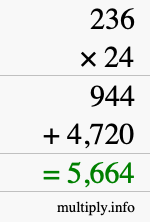 How to calculate 236 times 24 using long multiplication