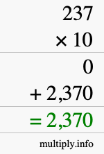 How to calculate 237 times 10 using long multiplication