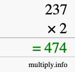 How to calculate 237 times 2 using long multiplication How to calculate 237 times 2 using long multiplication