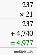 How to calculate 237 times 21 using long multiplication